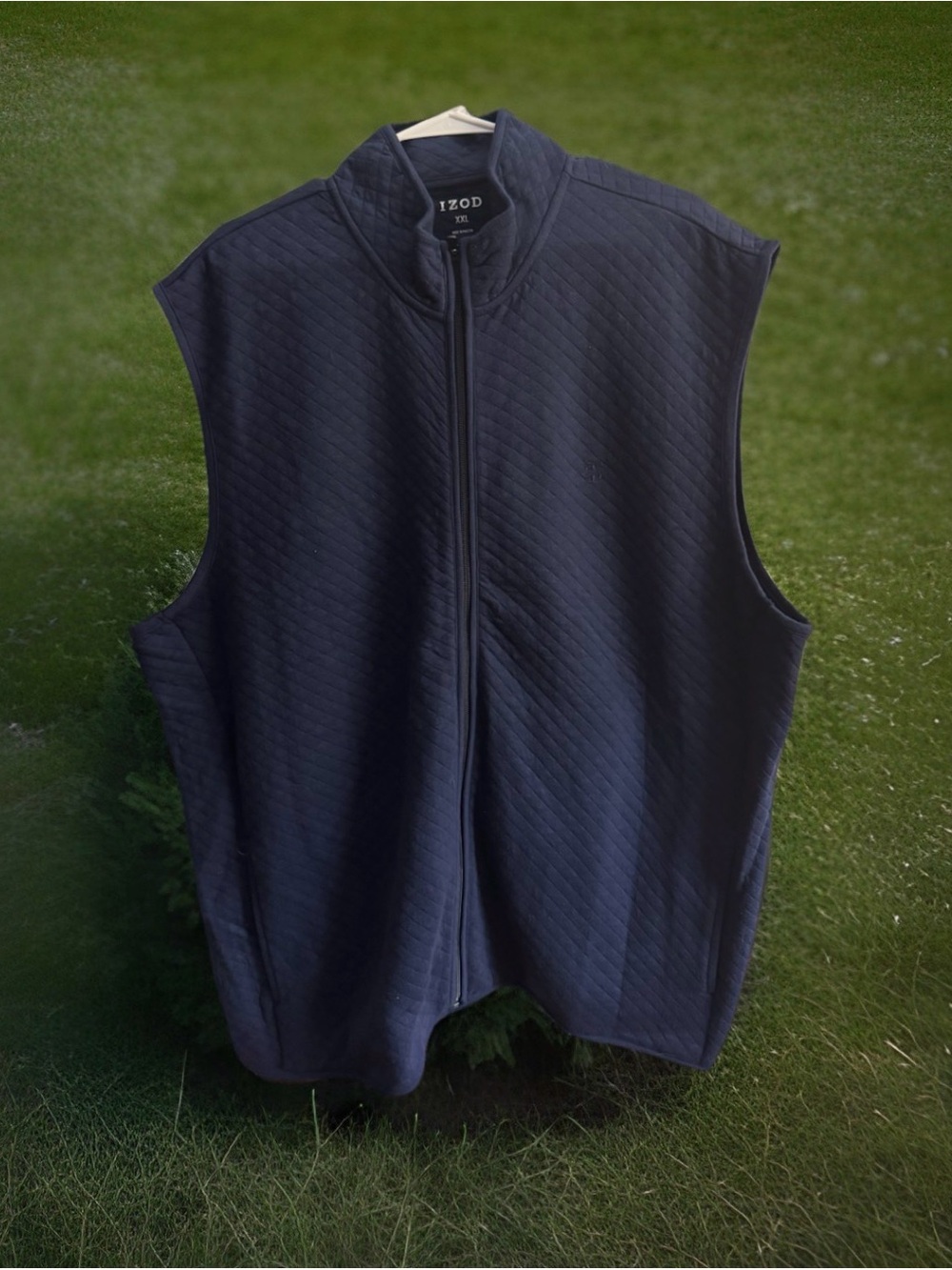 NWOT IZOD Mens XXL Navy Quilted Full Zip Vest Mock Neck Golf Casual Layer